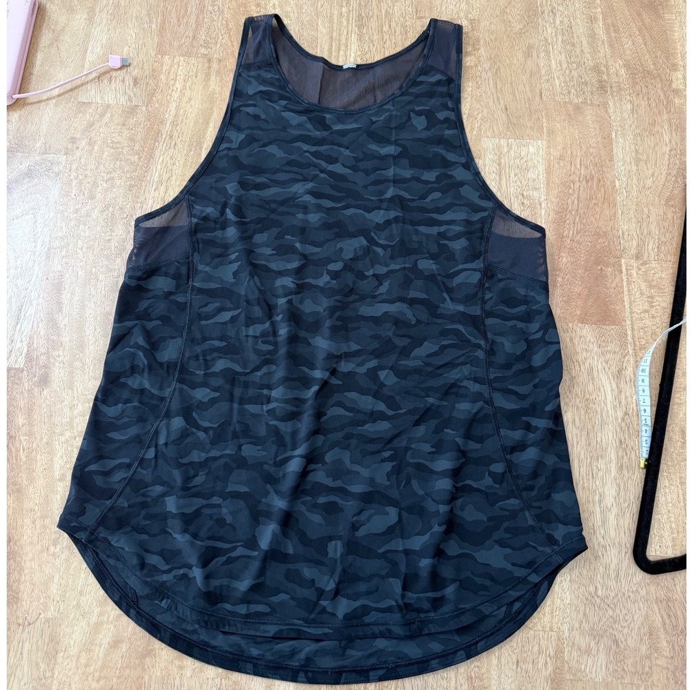 Lululemon Sculpt Tank Top Heritage 365 Camo Deep Coal Multi Mesh Back Size 8